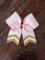 Custom Green/Pink Cheer Bow /Dance Bow /Softball Bow with Name