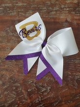 Load image into Gallery viewer, T-Chevron Tail Cheer/Softball/Dance Bow with 2 names.

