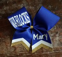 Chevron Tail Cheer Bow /Softball Bow/Dance Bow with 2 Names