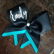 Load image into Gallery viewer, T-Chevron Tail Cheer/Softball/Dance Bow with 2 names.
