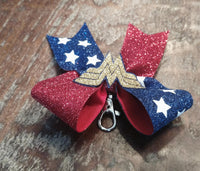 Mini Wonder Woman Cheer Bow KeyChain/Superhero KeyChain