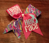 I Base to Save her Face Colorful Cheer Bow.