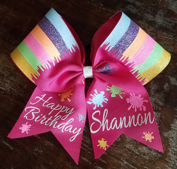 Art Birthday Cheer Bow with Name