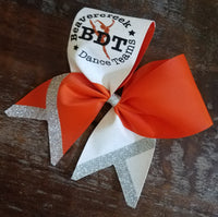 Tick Tock Chevron Tail Cheer Bow/Softball Bow/Dance Bow with Name