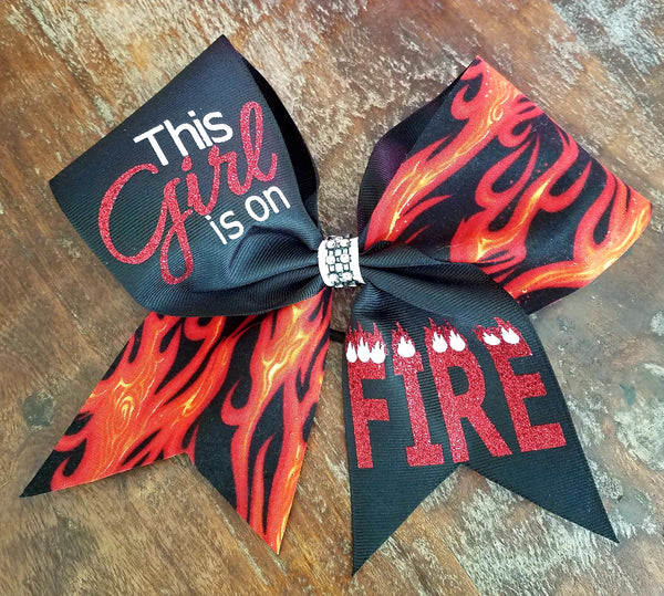 This Girl is On Fire Cheer Bow
