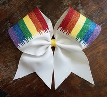 Load image into Gallery viewer, Colorful Rainbow Paint Drip Cheer Bow
