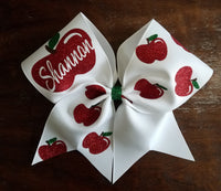 Apple cheer bow / First day of school bow with Name