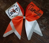 Tick Tock Chevron Tail Cheer Bow/Softball Bow/Dance Bow with Name