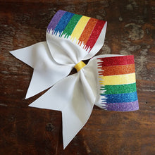 Load image into Gallery viewer, Colorful Rainbow Paint Drip Cheer Bow
