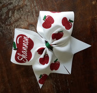 Apple cheer bow / First day of school bow with Name