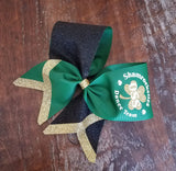 Tick Tock Chevron Tail Cheer Bow/Softball Bow/Dance Bow with Name