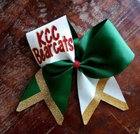 Tick Tock Chevron Tail Cheer Bow/Softball Bow/Dance Bow with Name