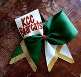 Tick Tock Chevron Tail Cheer Bow/Softball Bow/Dance Bow with Name