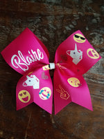 Emoji Cheer Bow / Dance Bow / Softball Bow with Name