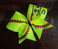 Softball Bow with Name or Number.