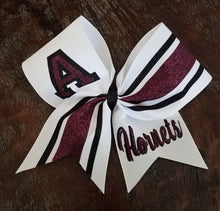 Load image into Gallery viewer, Striped Cheer/Softball/Dance Bow with 2 Names
