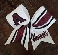 Striped Cheer Bow/Softball Bow/Dance Bow with Name