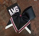 Layered Chevron tail Cheer Bow /Softball Bow/Dance Bow with Name.