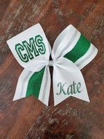 Striped Cheer Bow/Softball Bow/Dance Bow with Name