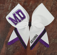 Load image into Gallery viewer, Chevron Tail Cheer/Softball/Dance Bow with 2 Names
