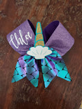 Mermaid Tail/ MermaCorn Cheer Bow with Name