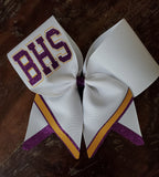 Layered Chevron tail Cheer Bow /Softball Bow/Dance Bow with Name.