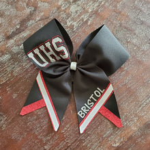Load image into Gallery viewer, Chevron Tail Cheer/Softball/Dance Bow with 2 Names
