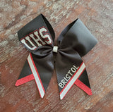 Layered Chevron Tail Cheer Bow /Softball Bow/Dance Bow with 2 Names