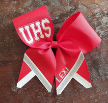 Load image into Gallery viewer, Chevron Tail Cheer/Softball/Dance Bow with 2 Names

