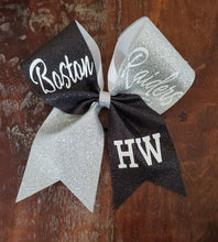 Load image into Gallery viewer, FULL Glitter Cheer/Dance/ Competition Bow with 3 Names.

