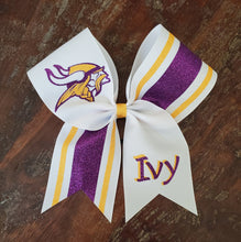 Load image into Gallery viewer, Striped Cheer/Softball/Dance Bow with 2 Names
