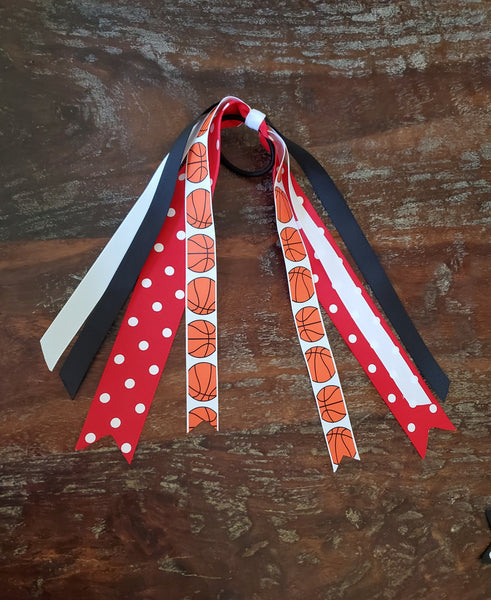 Basketball Spirit ribbon/ Pony O/Team Hair Streamers/ Pigtail ribbons