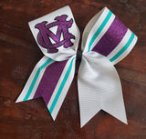 Striped Cheer Bow/Softball Bow/Dance Bow with Name