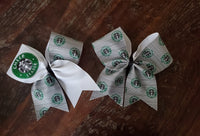 Coffee Cheer Bow with licensed Starbucks fabric