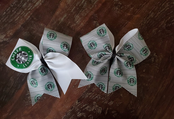 Coffee Cheer Bow with licensed Starbucks fabric