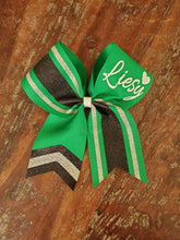 Load image into Gallery viewer, Striped Chevron Tail Cheer/Softball/Dance Bow with Name
