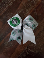 Coffee Cheer Bow with licensed Starbucks fabric