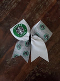 Coffee Cheer Bow with licensed Starbucks fabric