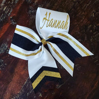 Striped Chevron Tail Cheer Bow/Softball Bow/Dance Bow with Name