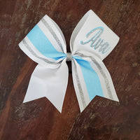 Striped Cheer Bow/Softball Bow/Dance Bow with Name