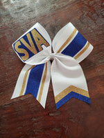 Striped Chevron Tail Cheer Bow /Softball Bow/Dance Bow with Name