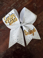 FULL Glitter Senior Cheer Bow/Dance Bow with Rhinestones and Name