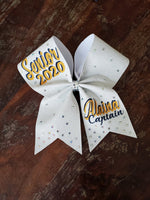 FULL Glitter Senior Cheer Bow/Dance Bow with Rhinestones and Name
