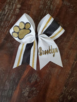 Striped Cheer Bow/Softball Bow/Dance Bow with Name