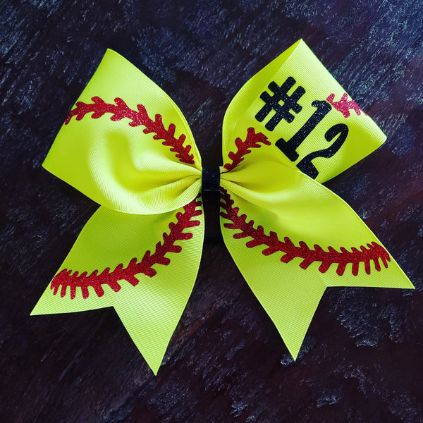 Softball Bow with Name or Number.