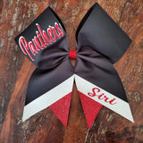 Custom Cheer Bow/Senior Bow/Softball Bow/ with Name and Striped tail