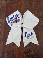 FULL Glitter Senior Cheer Bow/Dance Bow with Rhinestones and Name