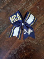 Striped Cheer Bow/Softball Bow/Dance Bow with Name
