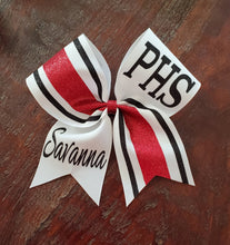 Load image into Gallery viewer, Striped Cheer/Softball/Dance Bow with Name
