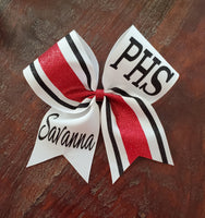 Striped Cheer Bow/Softball Bow/Dance Bow with Name